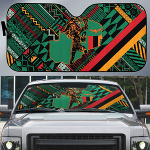 Zambia Victoria Falls Auto Sun Shade Indigenous Wild Animal Skins Tribal Patchwork