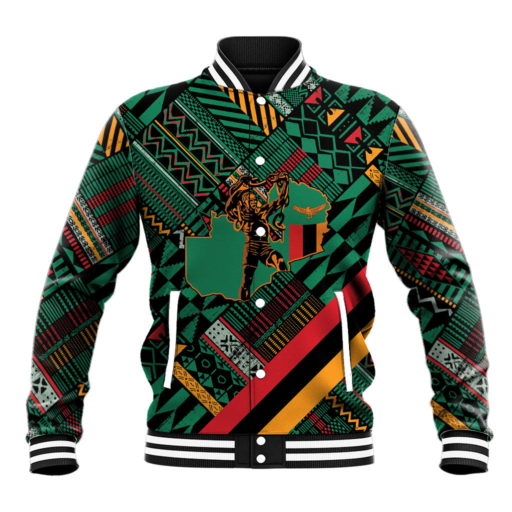 Zambia Victoria Falls Baseball Jacket Indigenous Wild Animal Skins Tribal Patchwork