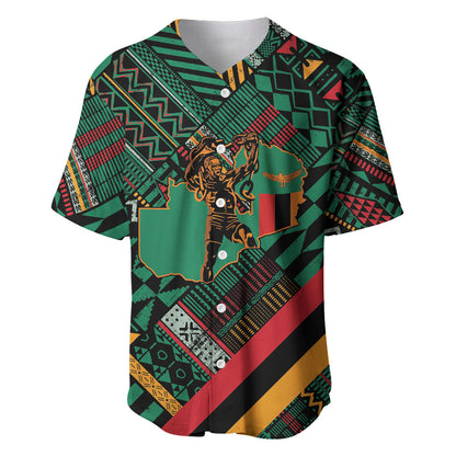 Zambia Victoria Falls Baseball Jersey Indigenous Wild Animal Skins Tribal Patchwork