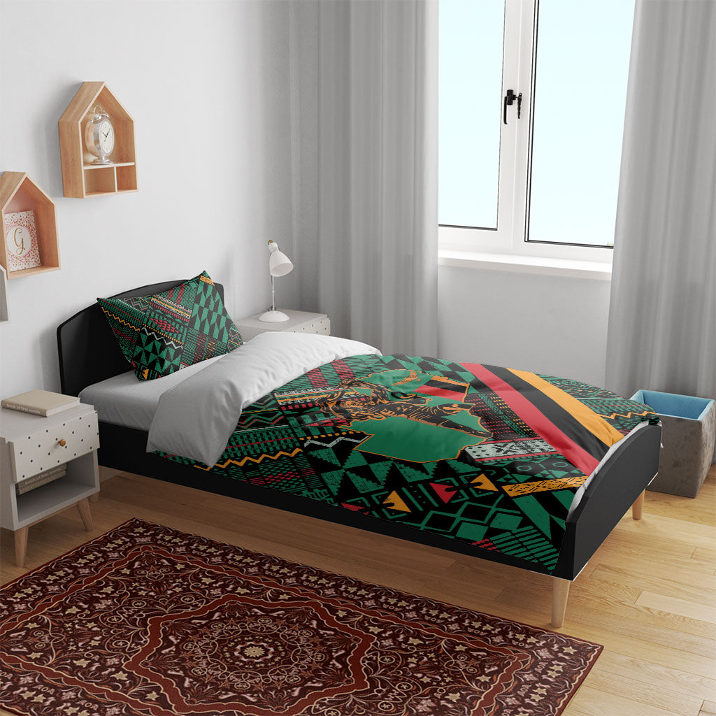 Zambia Victoria Falls Bedding Set Indigenous Wild Animal Skins Tribal Patchwork