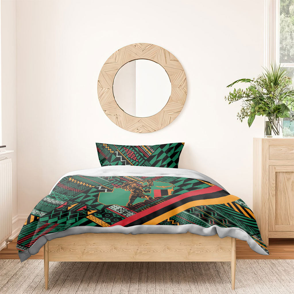 Zambia Victoria Falls Bedding Set Indigenous Wild Animal Skins Tribal Patchwork
