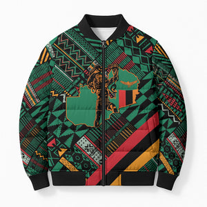 Zambia Victoria Falls Bomber Puffer Jacket Indigenous Wild Animal Skins Tribal Patchwork