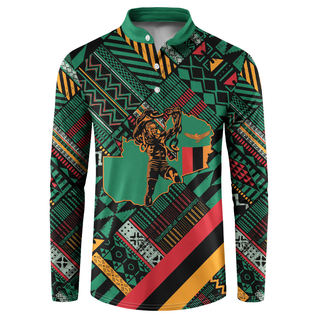 Zambia Victoria Falls Button Sweatshirt Indigenous Wild Animal Skins Tribal Patchwork