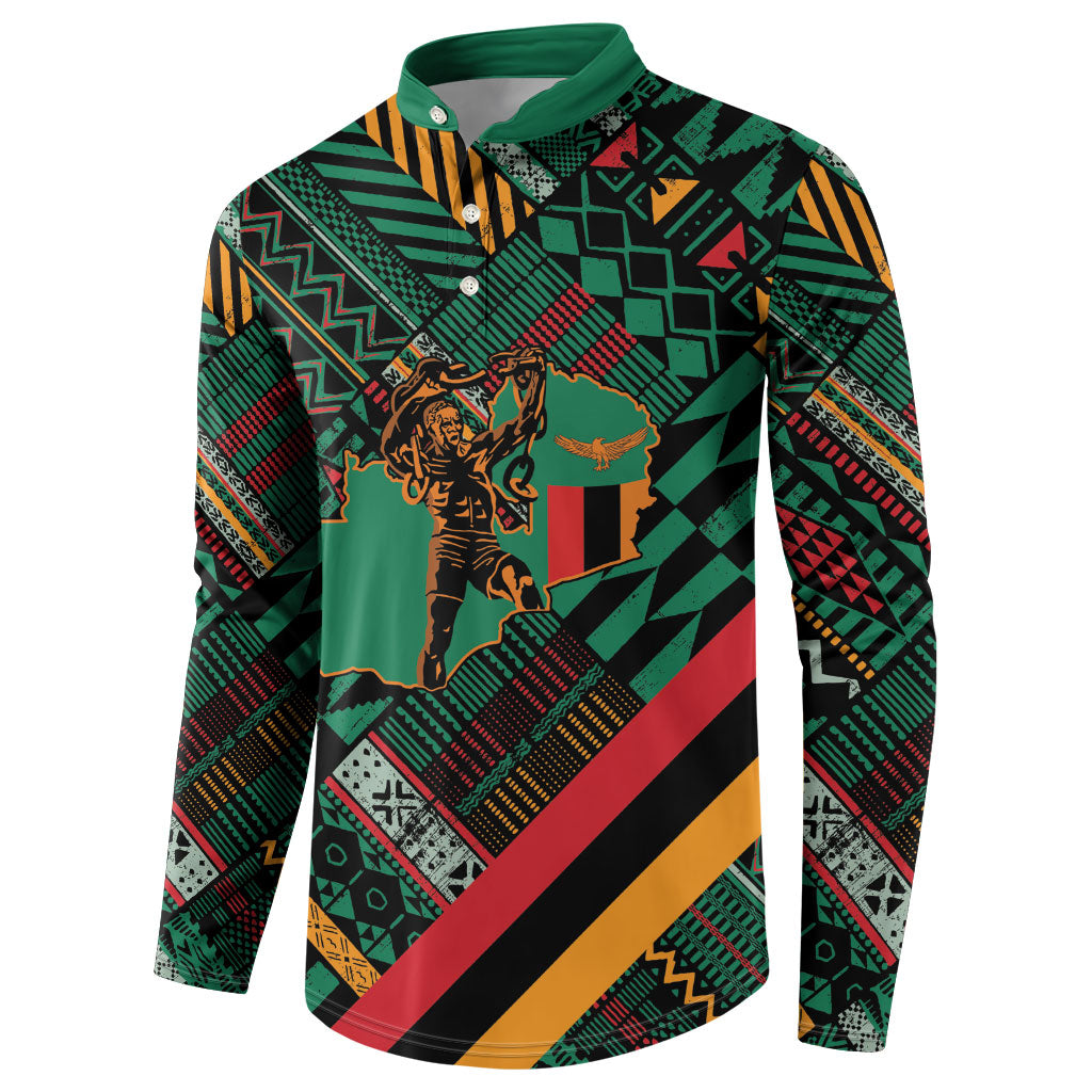 Zambia Victoria Falls Button Sweatshirt Indigenous Wild Animal Skins Tribal Patchwork