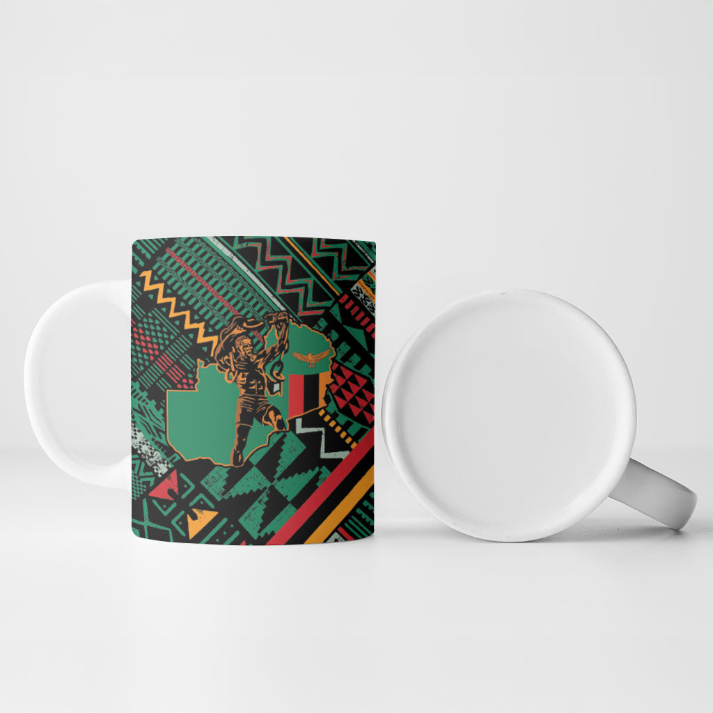 Zambia Victoria Falls Ceramic Mug Indigenous Wild Animal Skins Tribal Patchwork