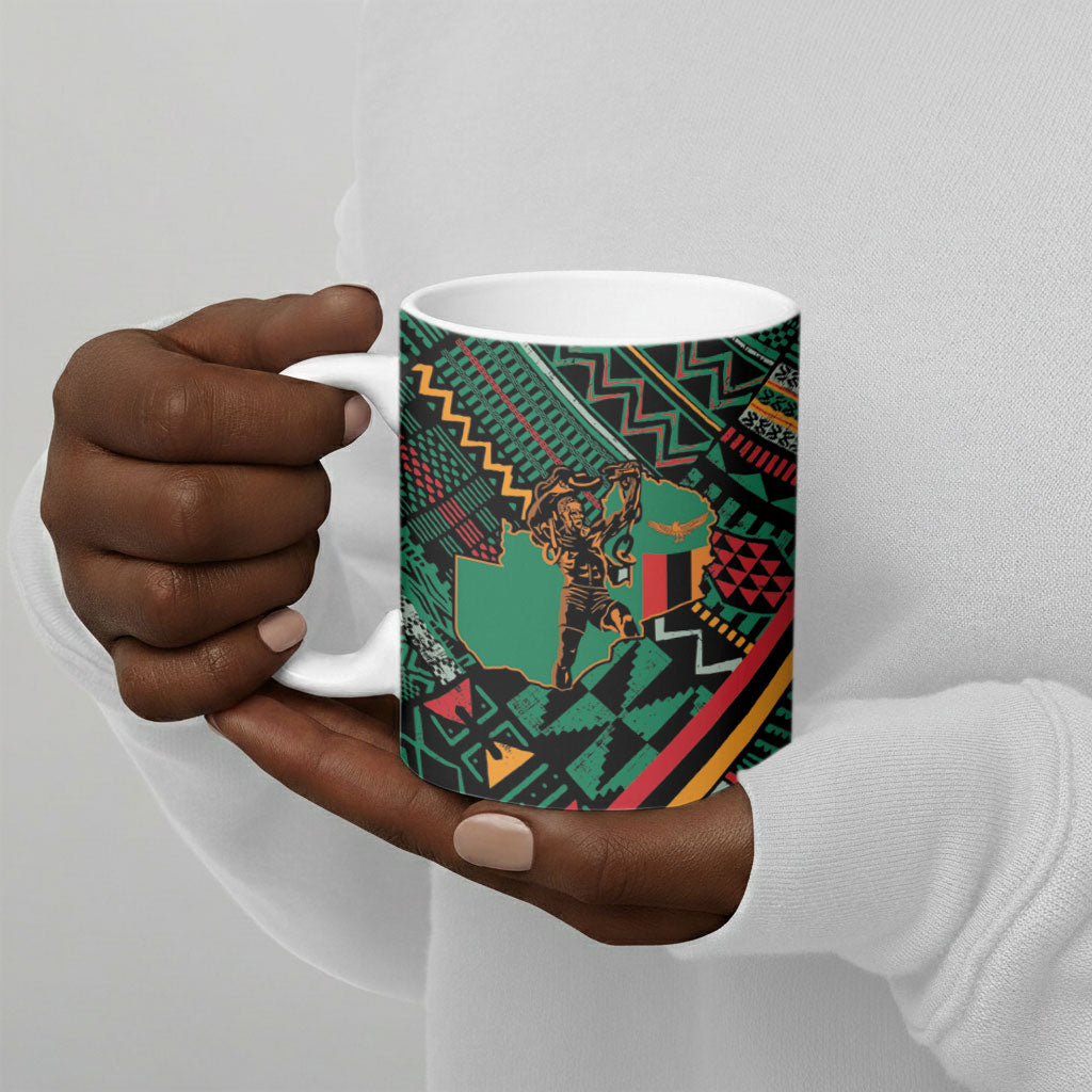 Zambia Victoria Falls Ceramic Mug Indigenous Wild Animal Skins Tribal Patchwork
