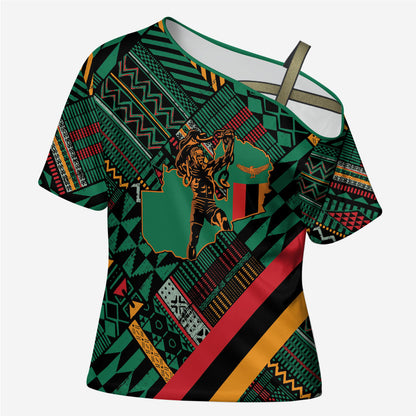 Zambia Victoria Falls Cross Shoulder Shirt Indigenous Wild Animal Skins Tribal Patchwork