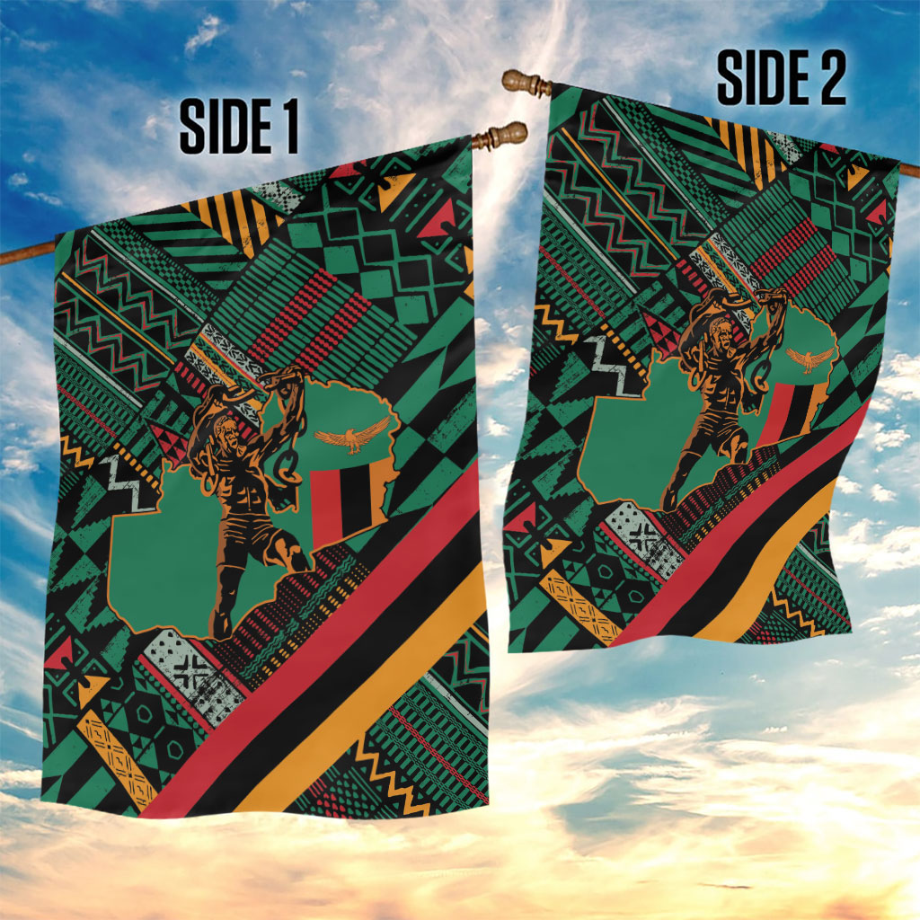 Zambia Victoria Falls Garden Flag Indigenous Wild Animal Skins Tribal Patchwork