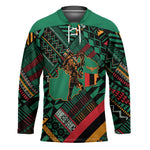 Zambia Victoria Falls Hockey Jersey Indigenous Wild Animal Skins Tribal Patchwork