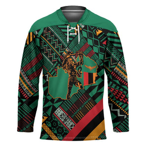 Zambia Victoria Falls Hockey Jersey Indigenous Wild Animal Skins Tribal Patchwork
