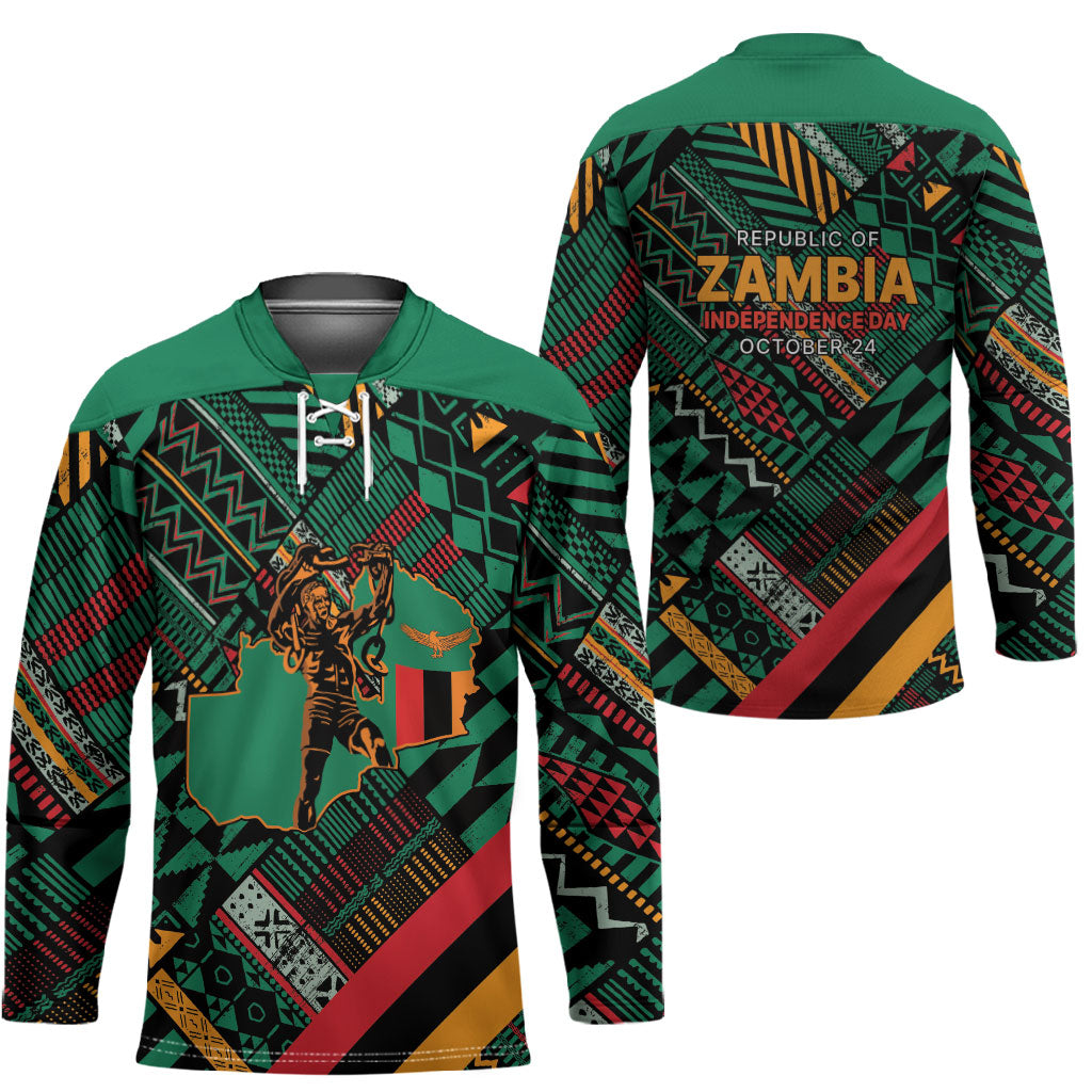 Zambia Victoria Falls Hockey Jersey Indigenous Wild Animal Skins Tribal Patchwork