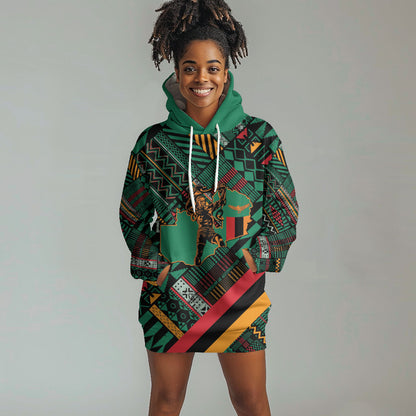 Zambia Victoria Falls Hoodie Dress Indigenous Wild Animal Skins Tribal Patchwork