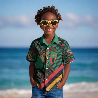 Zambia Victoria Falls Kid Hawaiian Shirt Indigenous Wild Animal Skins Tribal Patchwork
