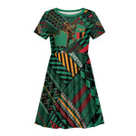 Zambia Victoria Falls Kid Short Sleeve Dress Indigenous Wild Animal Skins Tribal Patchwork