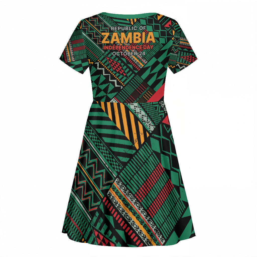 Zambia Victoria Falls Kid Short Sleeve Dress Indigenous Wild Animal Skins Tribal Patchwork