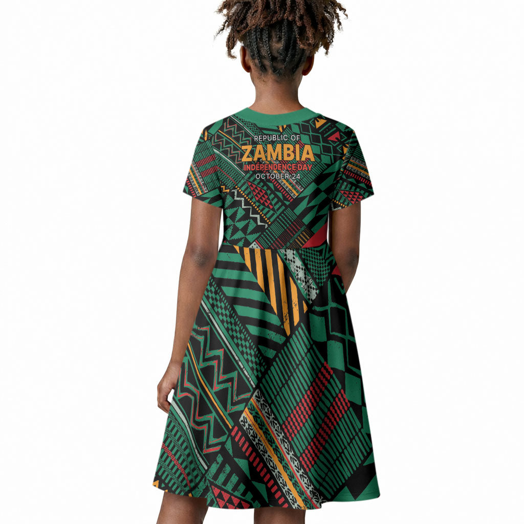 Zambia Victoria Falls Kid Short Sleeve Dress Indigenous Wild Animal Skins Tribal Patchwork
