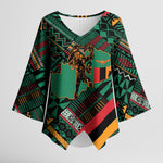 Zambia Victoria Falls Kimono Sleeve Blouse Indigenous Wild Animal Skins Tribal Patchwork