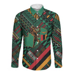 Zambia Victoria Falls Long Sleeve Button Shirt Indigenous Wild Animal Skins Tribal Patchwork