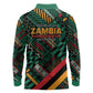 Zambia Victoria Falls Long Sleeve Polo Shirt Indigenous Wild Animal Skins Tribal Patchwork