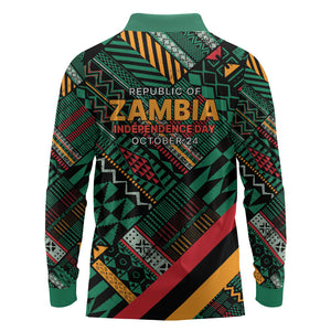 Zambia Victoria Falls Long Sleeve Polo Shirt Indigenous Wild Animal Skins Tribal Patchwork