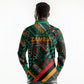 Zambia Victoria Falls Long Sleeve Polo Shirt Indigenous Wild Animal Skins Tribal Patchwork