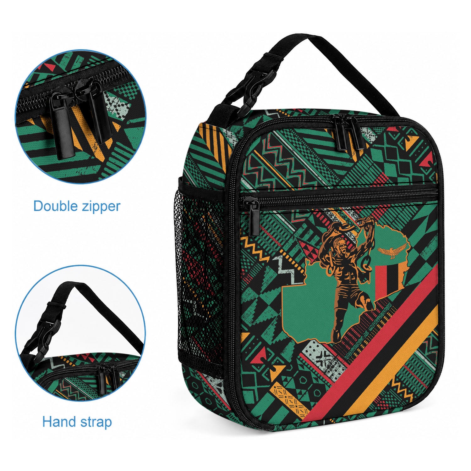 Zambia Victoria Falls Lunch Bag Indigenous Wild Animal Skins Tribal Patchwork