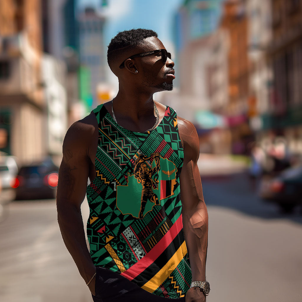Zambia Victoria Falls Men Tank Top Indigenous Wild Animal Skins Tribal Patchwork