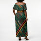 Zambia Victoria Falls Off Shoulder Maxi Dress Indigenous Wild Animal Skins Tribal Patchwork