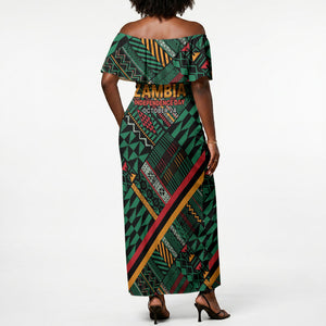 Zambia Victoria Falls Off Shoulder Maxi Dress Indigenous Wild Animal Skins Tribal Patchwork