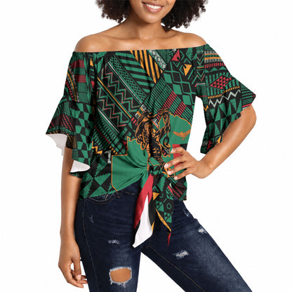 Zambia Victoria Falls Off Shoulder Wrap Waist Top Indigenous Wild Animal Skins Tribal Patchwork