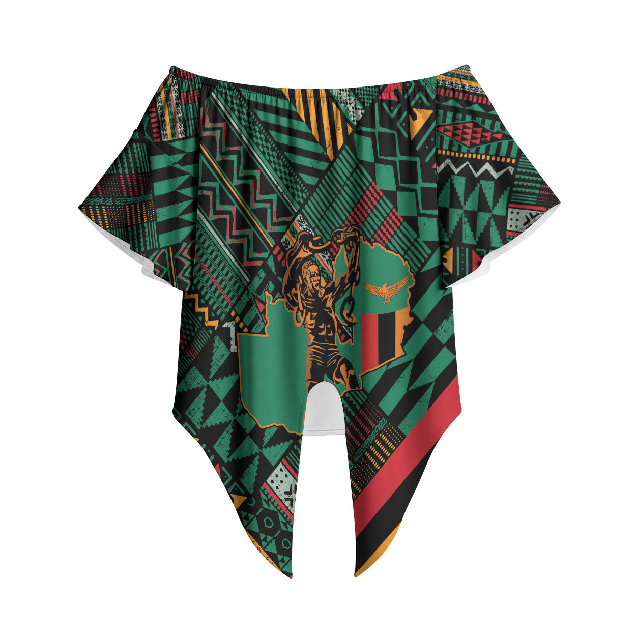 Zambia Victoria Falls Off Shoulder Wrap Waist Top Indigenous Wild Animal Skins Tribal Patchwork