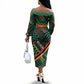 Zambia Victoria Falls Off The Shoulder Long Sleeve Dress Indigenous Wild Animal Skins Tribal Patchwork