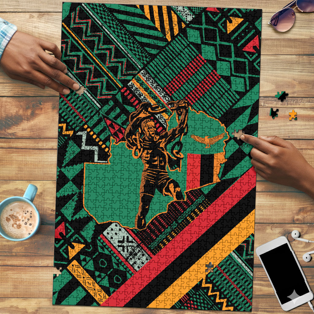 Zambia Victoria Falls Puzzle Indigenous Wild Animal Skins Tribal Patchwork