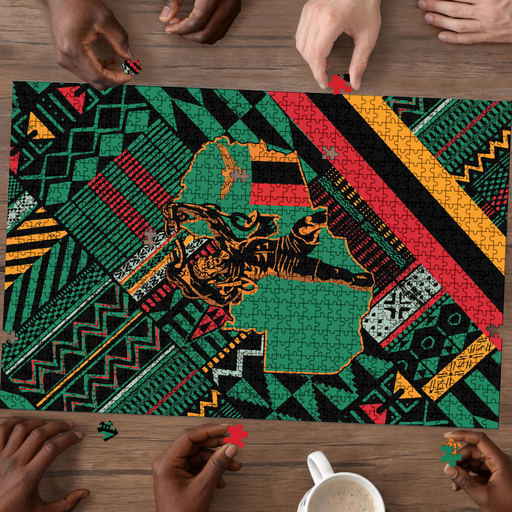 Zambia Victoria Falls Puzzle Indigenous Wild Animal Skins Tribal Patchwork