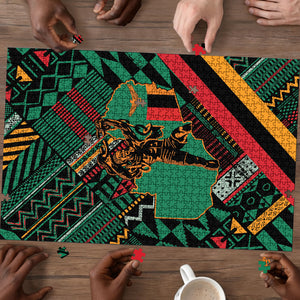 Zambia Victoria Falls Puzzle Indigenous Wild Animal Skins Tribal Patchwork