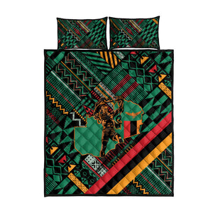 Zambia Victoria Falls Quilt Bed Set Indigenous Wild Animal Skins Tribal Patchwork