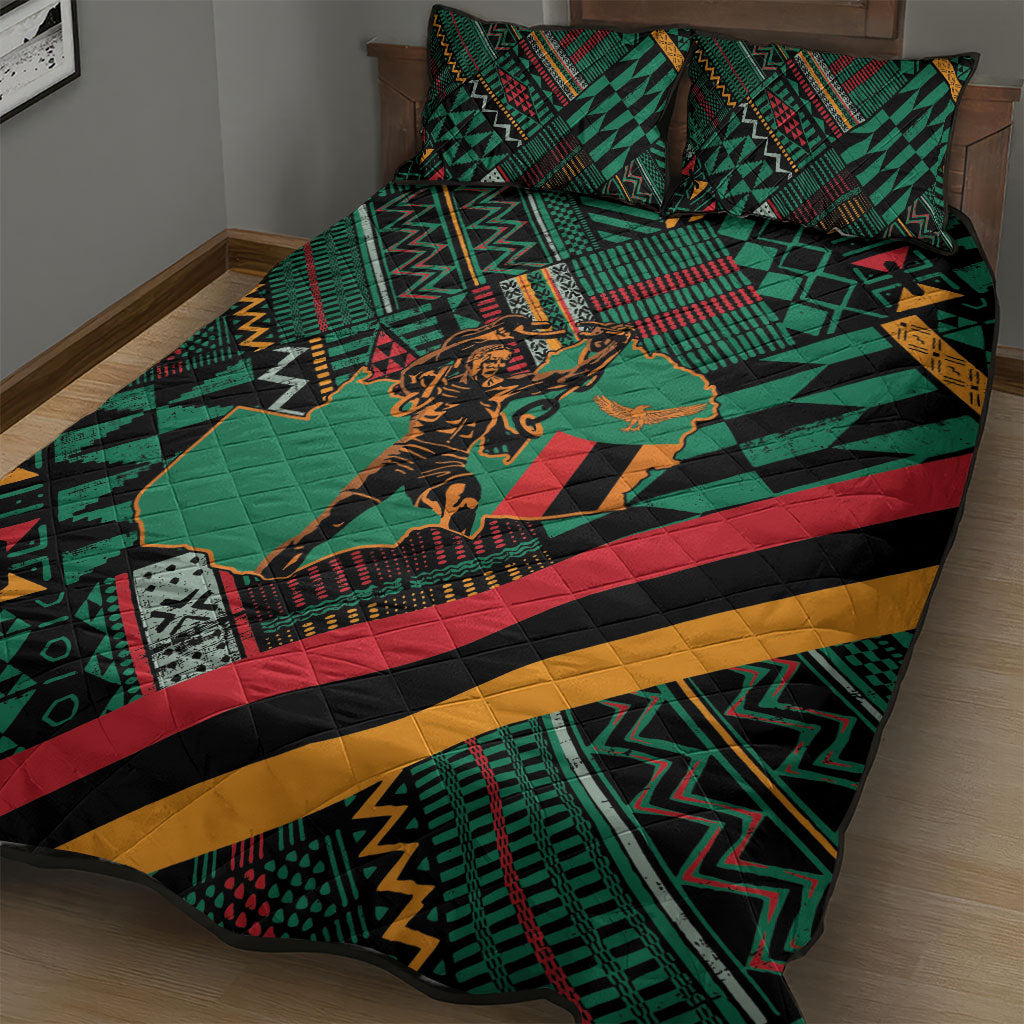 Zambia Victoria Falls Quilt Bed Set Indigenous Wild Animal Skins Tribal Patchwork