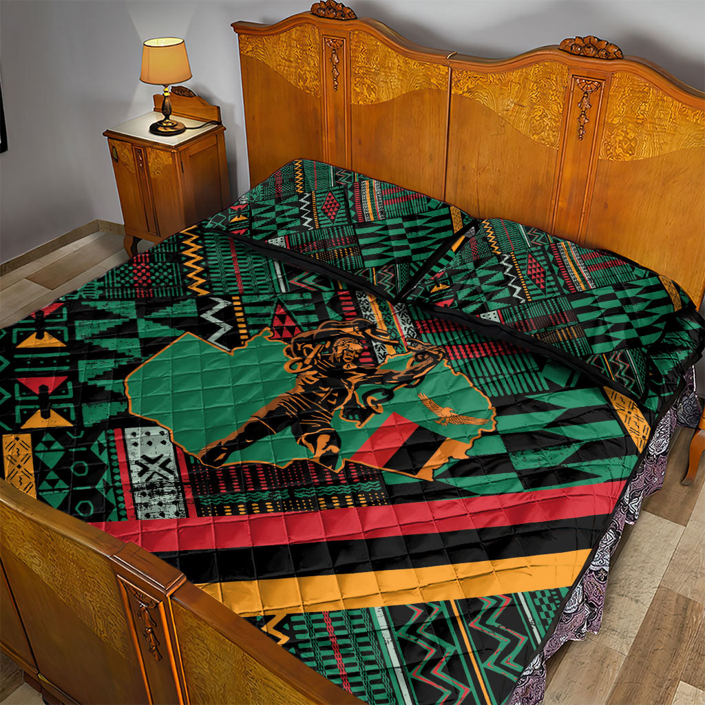 Zambia Victoria Falls Quilt Bed Set Indigenous Wild Animal Skins Tribal Patchwork