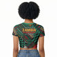 Zambia Victoria Falls Raglan Cropped T shirt Indigenous Wild Animal Skins Tribal Patchwork