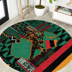 Zambia Victoria Falls Round Carpet Indigenous Wild Animal Skins Tribal Patchwork