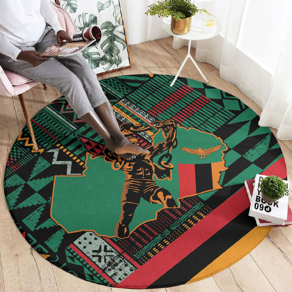 Zambia Victoria Falls Round Carpet Indigenous Wild Animal Skins Tribal Patchwork