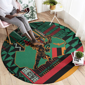 Zambia Victoria Falls Round Carpet Indigenous Wild Animal Skins Tribal Patchwork
