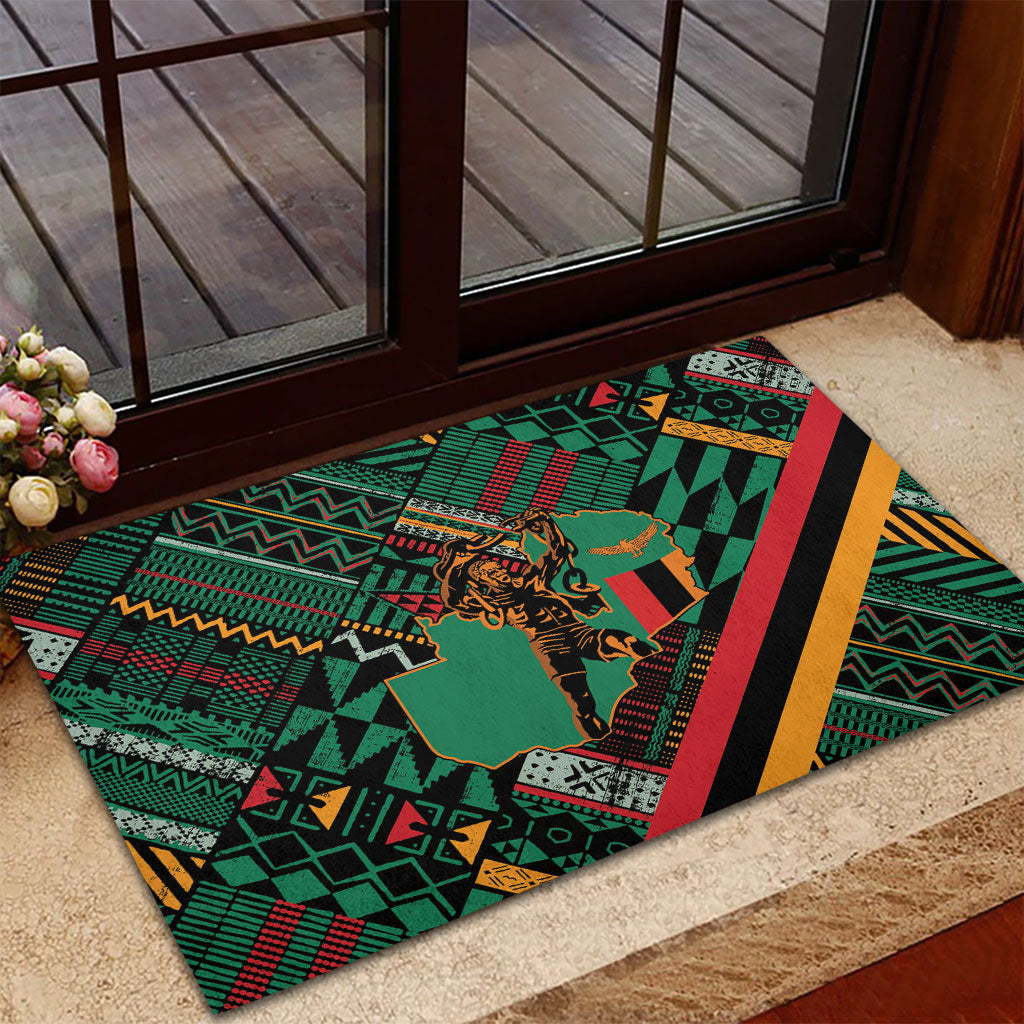 Zambia Victoria Falls Rubber Doormat Indigenous Wild Animal Skins Tribal Patchwork
