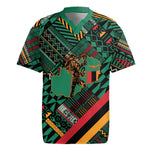 Zambia Victoria Falls Rugby Jersey Indigenous Wild Animal Skins Tribal Patchwork