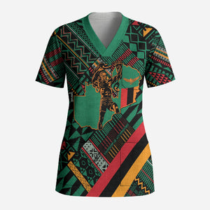Zambia Victoria Falls Scrub Top Indigenous Wild Animal Skins Tribal Patchwork
