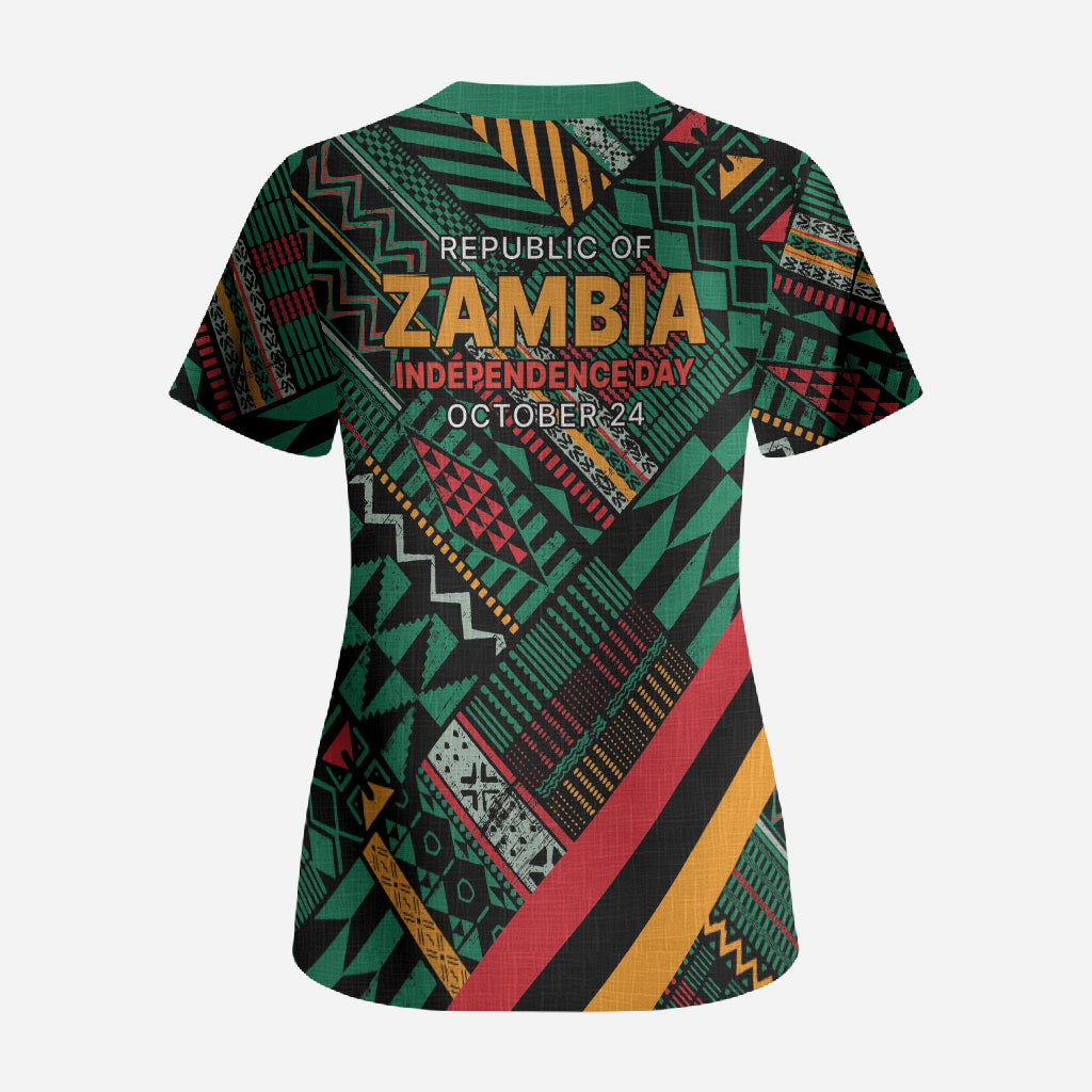 Zambia Victoria Falls Scrub Top Indigenous Wild Animal Skins Tribal Patchwork