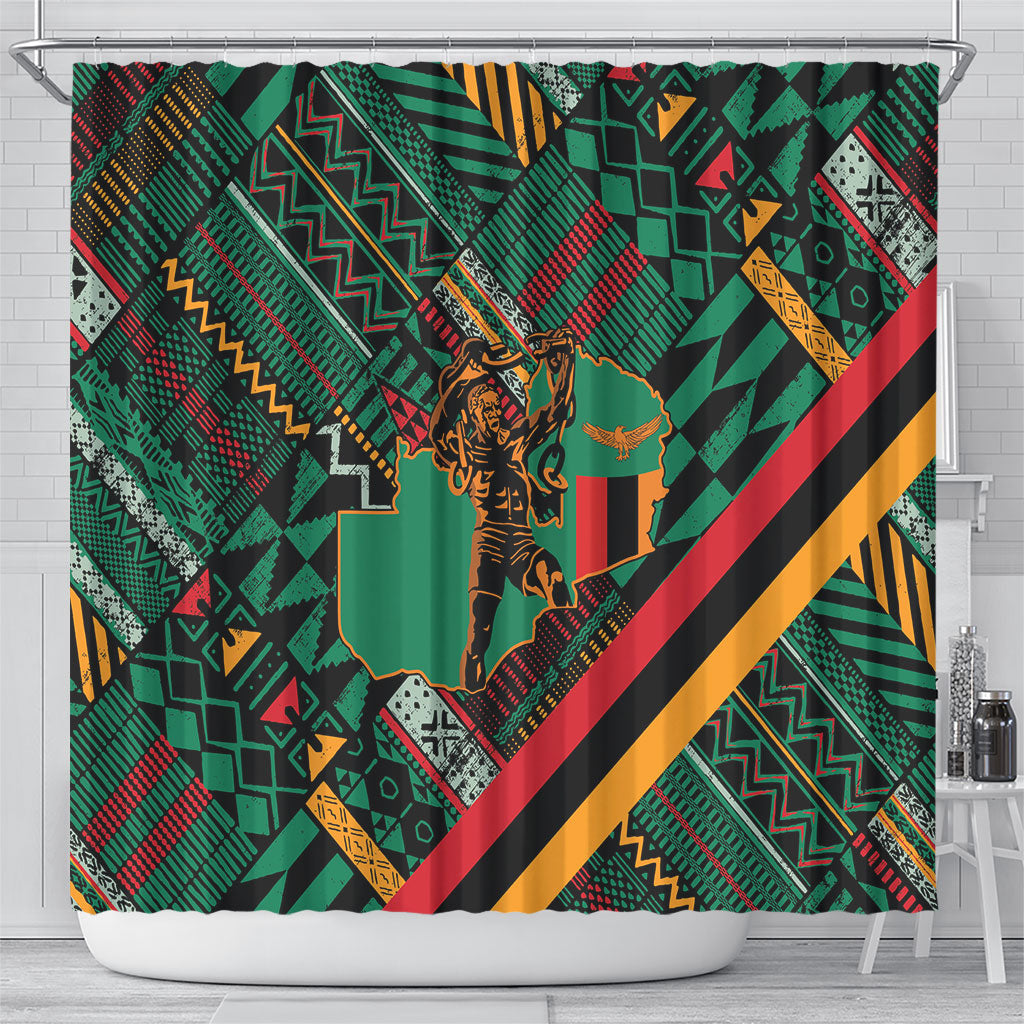Zambia Victoria Falls Shower Curtain Indigenous Wild Animal Skins Tribal Patchwork