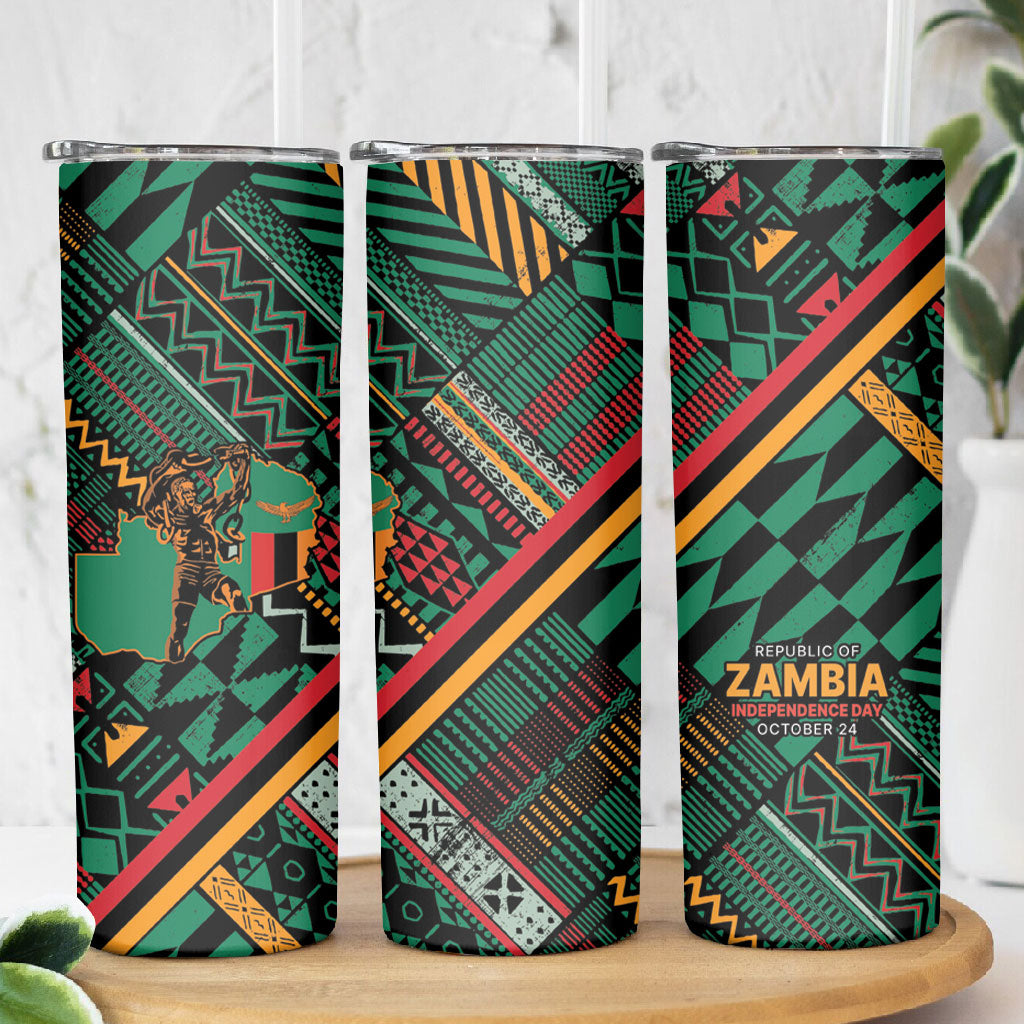Zambia Victoria Falls Skinny Tumbler Indigenous Wild Animal Skins Tribal Patchwork
