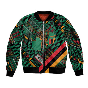 Zambia Victoria Falls Sleeve Zip Bomber Jacket Indigenous Wild Animal Skins Tribal Patchwork