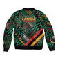 Zambia Victoria Falls Sleeve Zip Bomber Jacket Indigenous Wild Animal Skins Tribal Patchwork